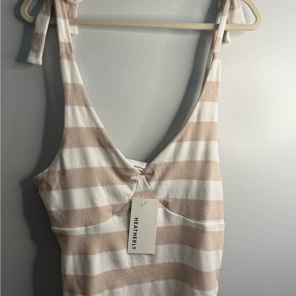 Striped Beige and White Tank Top